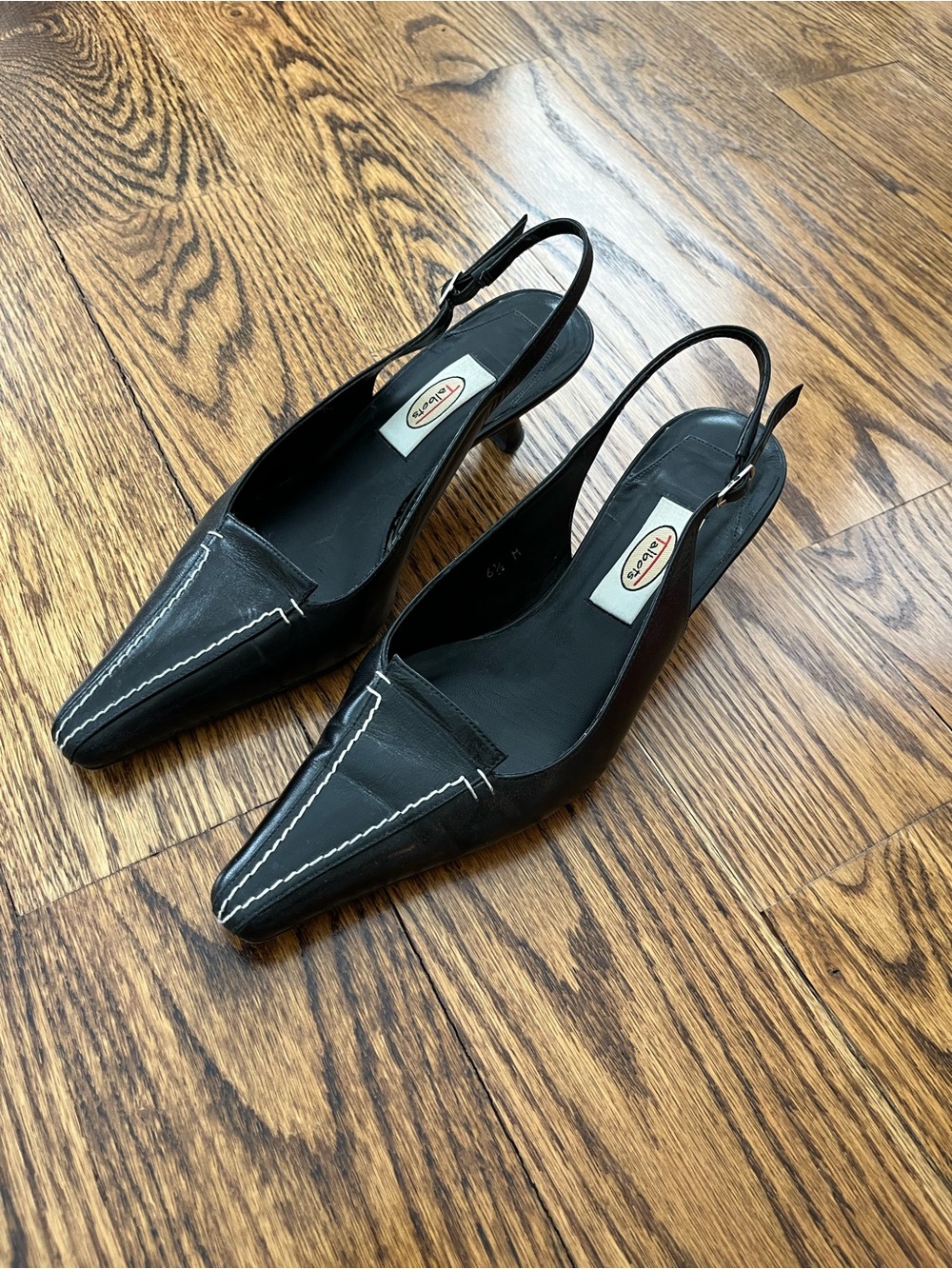 Slingback Pointed Toe Heels in Black